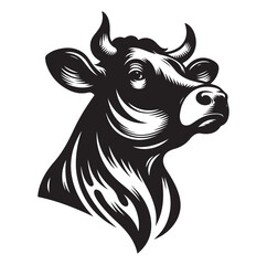 Cow head silhouette vector illustration on white background.