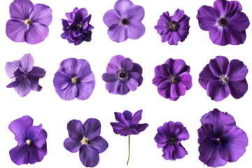 Purple Flower Set on transparent background