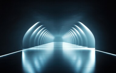 Futuristic Corridor with Dramatic Lighting and Minimalist Design for Sci-Fi Art