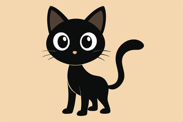 Black cat silhouette and vector illustration.