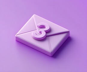 3D icon of an envelope with the number 3 on a purple background.