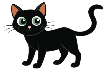 Black cat silhouette and vector illustration.