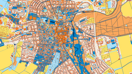 Colorful Weimar Street Map with Labels and Buildings