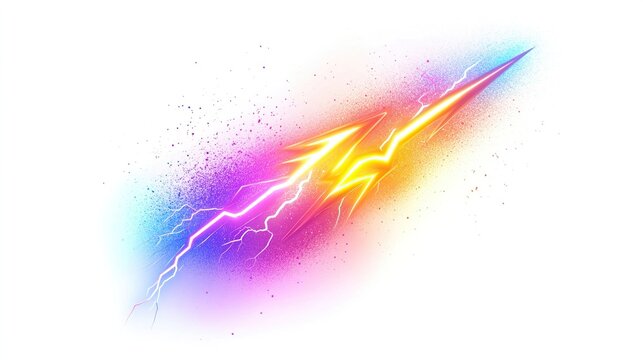 Clashing colorful lightning bolts.