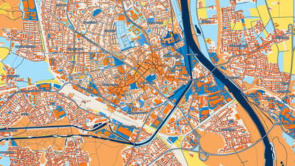 Colorful Rosenheim Street Map with Labels and Buildings