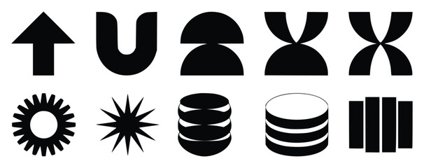 Bold Abstract Geometric Shapes In Black And White Vector Illustration