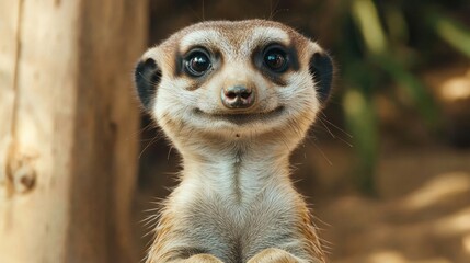 Fototapeta premium Curious meerkat observing its surroundings in a natural habitat wildlife photography outdoor close-up nature