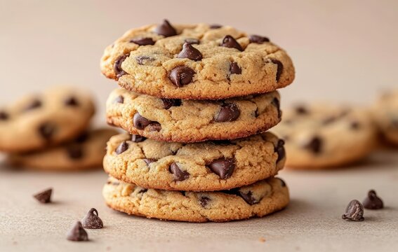 Freshly Baked Chocolate Chip Cookies Stack Minimalist Poster for National Cookie Day Celebration