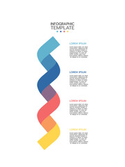 4 Steps elements placed in vertical row. Concept of 4 successive steps of project development process. Flat infographic design template. Simple vector illustration for business analytics.