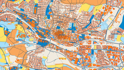 Colorful Goppingen Street Map with Labels and Buildings