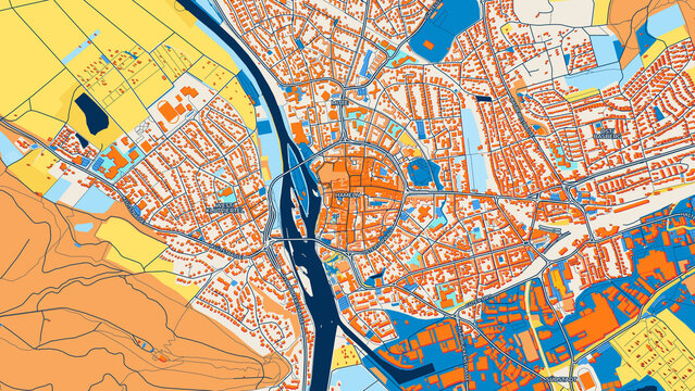 Colorful Hameln Street Map with Labels and Buildings