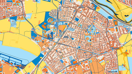 Obraz premium Colorful Sankt Augustin Street Map with Labels and Buildings