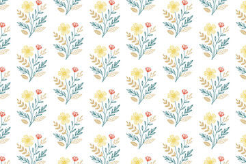 Fototapeta premium seamless repeating flower stem sketch design with ornamental line art for fashion textile women apparel and home surfaces