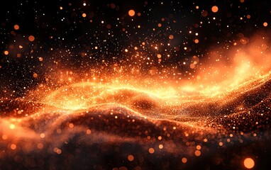 Naklejka premium Abstract fiery waves of glowing particles