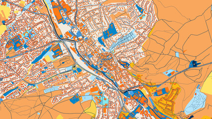 Colorful Menden (Sauerland) Street Map with Labels and Buildings
