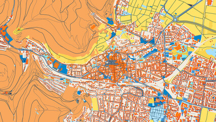Colorful Neustadt an der Weinstraße Street Map with Labels and Buildings