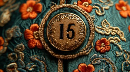 Detailed close-up of an ornate, embroidered jacket