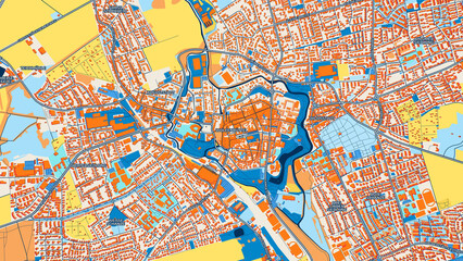 Obraz premium Colorful Wolfenbuttel Street Map with Labels and Buildings