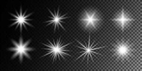 Set of luminous elements, light, shiny rays, luminous lines, New Year's luminous decorations, rays of light. Set of lighting effects, effect 17. Set of isolated objects 38.