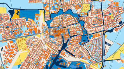 Obraz premium Colorful Emden Street Map with Labels and Buildings