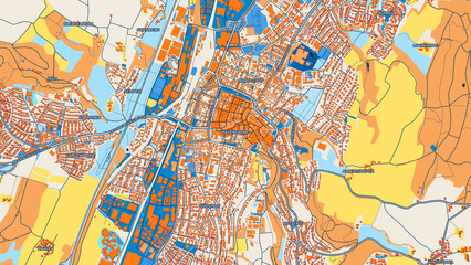 Colorful Ravensburg Street Map with Labels and Buildings