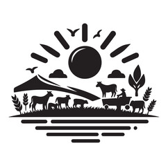 Farming logo silhouette isolated on white background. Vector illustration.