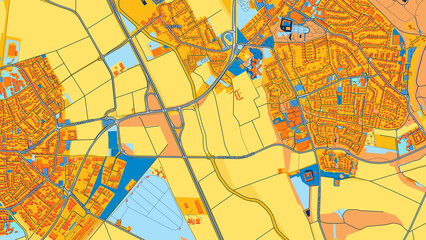 Colorful Erftstadt Street Map with Labels and Buildings