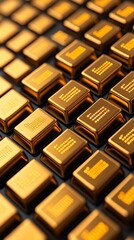 Gilded Keyboard Keys Showcase Digital Workspace Visual Art Luxurious Environment Close-Up View Elegance in Technology