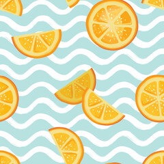 fresh orange mandarin fruit seamless pattern. Fresh healthy food realistic style drawn background