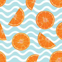 fresh mandarin fruit seamless pattern. Fresh healthy food realistic style drawn background