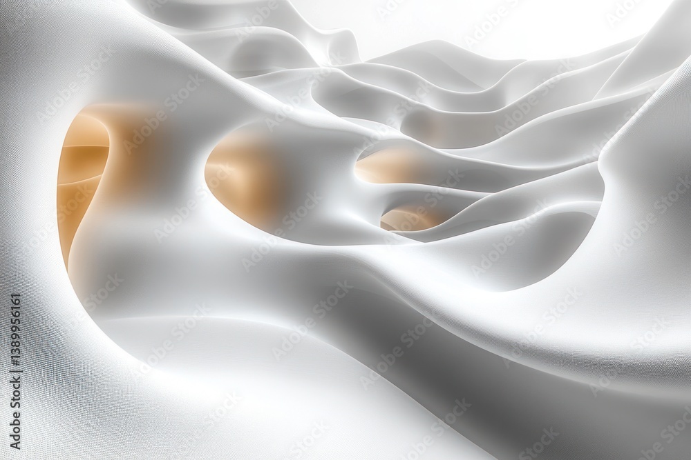 Poster Minimalistic Abstract 3D Wave Form Structure with White Lines