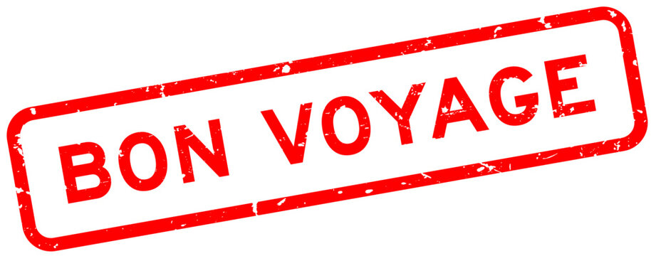 Grunge red bon voyage word square rubber seal stamp on white background