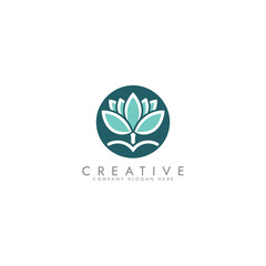 Fototapeta premium Abstract lotus logo vector design, Stylized lotus flower icon design
