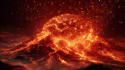 Brain elemental fiery energy flow volcanic dynamics inspiring innovative creative power and transformative artistic expression