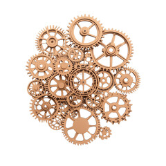 Collection of intricate gears on a dark background.