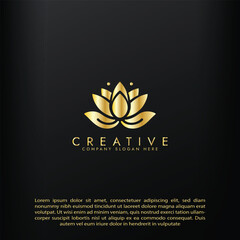 Fototapeta premium Abstract lotus logo vector design, Stylized golden lotus flower icon design