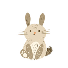Adorable Sitting Bunny, Neutral Tones, Simple Illustration