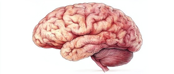 Detailed Human Brain Anatomy Medical Illustration 3D Render Glossy Isolated on White Background