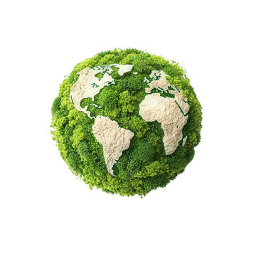 nature conservation concept. Earth covered in green foliage on a black background.