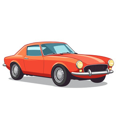 Fototapeta premium Vintage red sports car illustration on a white background 