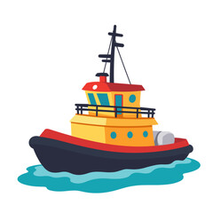 Obraz premium Colorful Tugboat Floating on Vibrant Waves 