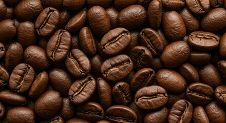 Naklejka premium Roasted Coffee Beans: A Rich and Aromatic Close-Up