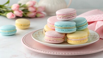 Obraz premium Macaron detail, highlighting the food and bakery theme. 