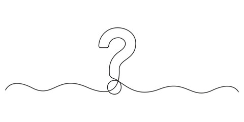 Continuous linear drawing of question mark. One line drawing background. Vector illustration. Question mark in one line style. Graphic illustration