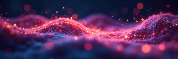 Fototapeta premium Ethereal vocal cords glowing softly in the dark, sound wave, ethereal