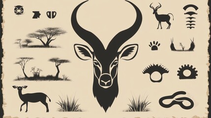 Obraz premium Sable Antelope African Safari Icons
