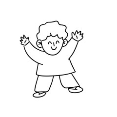 Joyful Child Line Art: Simple Happy Kid Illustration