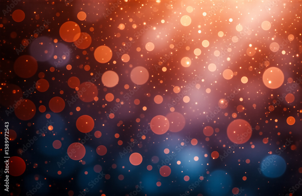 Poster abstract background with a bokeh effect, featuring warm hues of orange, red, and blue in a gradient.