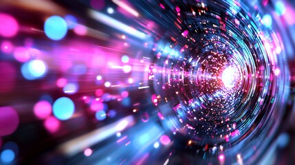 Obraz premium Abstract glowing tunnel with vibrant colors