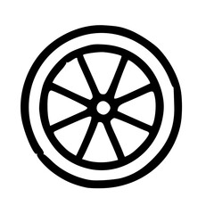 Obraz premium Simple Outline Wheel with Spokes Transportation and Automotive Icon Design